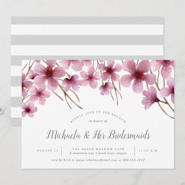 Invitación de brunch a las novias con flores de ce (Anverso / Reverso)