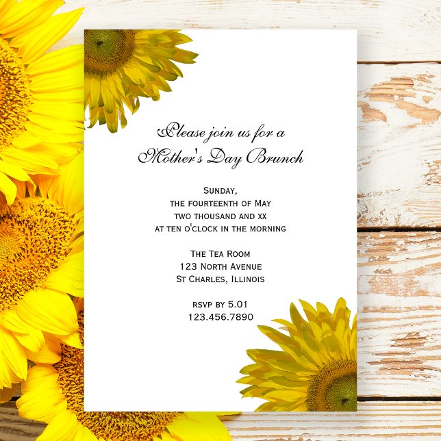 Invitación de brunch al Día de la Madre de girasol (Subido por el creador)