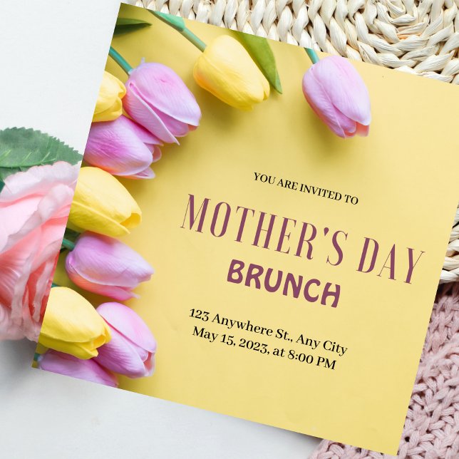 Invitación de brunch al Día de la Mujer Amarillo M (Subido por el creador)