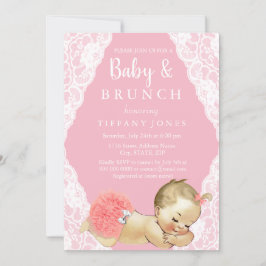 Invitación de brunch Baby Shower de color blanco r