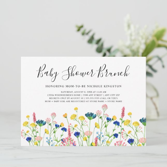 Invitación de brunch Baby Shower para el jardín de (Anverso de pie)