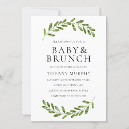 Invitación de brunch Baby Shower Wreath de hojas m