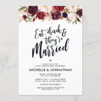 Invitación de brunch Boda de Burgundy Floral Post