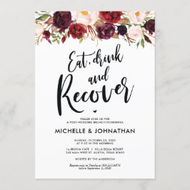 Invitación de brunch Boda de Burgundy Floral Post