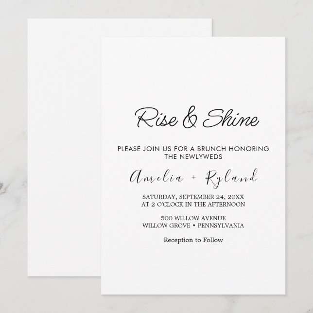 Invitación de brunch Boda de caligrafía sincera (Anverso / Reverso)