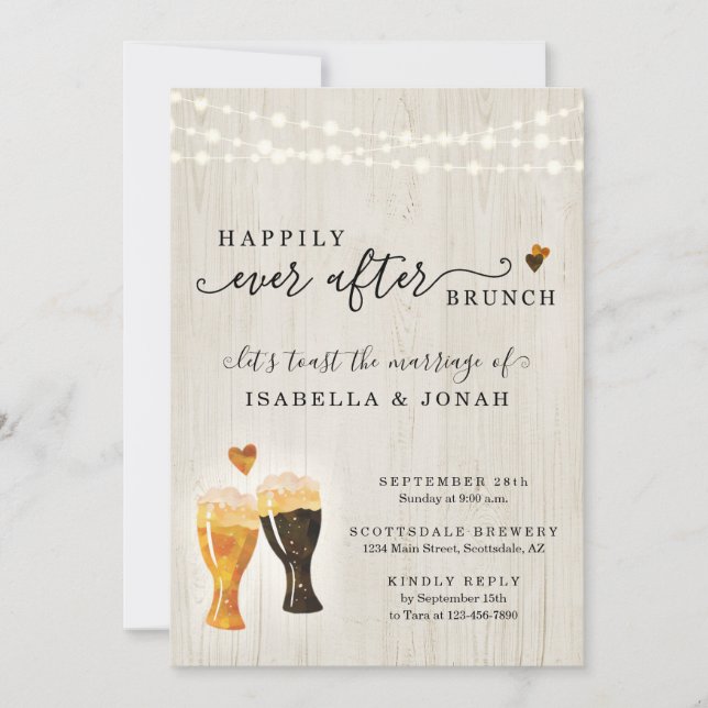 Invitación de brunch Boda de cervecería (Anverso)