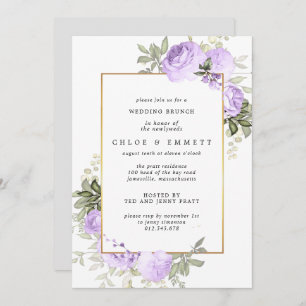 Invitación de brunch Boda floral Boho Purple Rosa