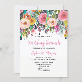 Invitación de brunch Boda floral rosa