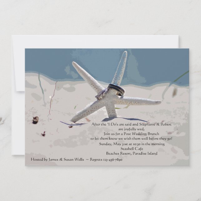 Invitación de brunch Boda Post Beach Post (Anverso)