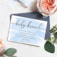 Invitación de brunch con color de agua azul plata 