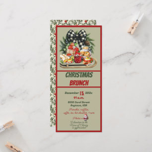 Invitación de Brunch con Diseño Navideño Rojo y Ve