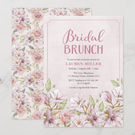 Invitación de brunch con ducha de novia floral ros