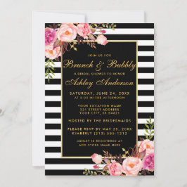 Invitación de brunch con ducha de novia rosada con