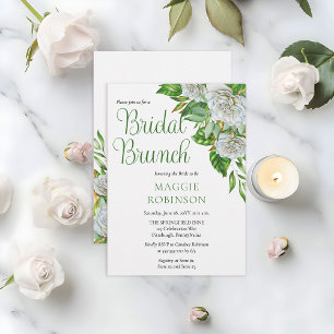 Invitación de brunch con flores de rosales blancos