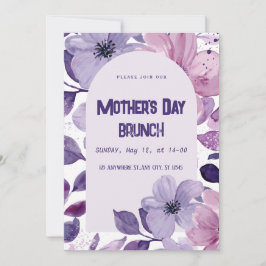 Invitación de brunch de acuarela floral púrpura