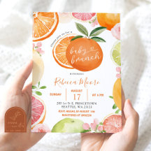 Invitación de Brunch de Bebé de Frutas Cítricas de