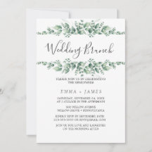 Invitación de brunch de boda con follaje