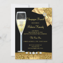 Invitación de Brunch de Champán Damasco de Oro Neg