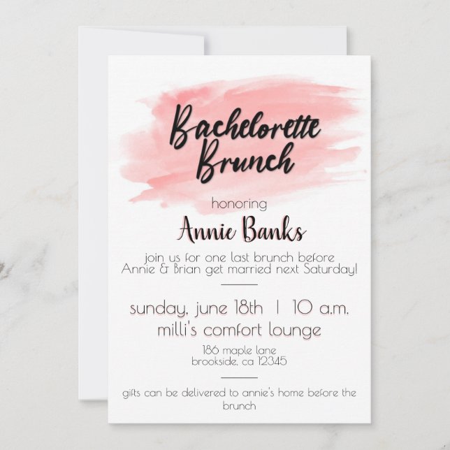 Invitación de brunch de color de agua (Anverso)