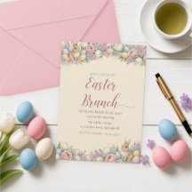 Invitación de brunch de conejo de Pascua con acuar