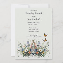 Invitación de Brunch de Cumpleaños con Acuarela de