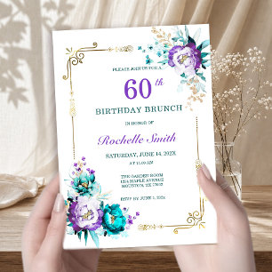 Invitación de brunch de cumpleaños con tonos azul
