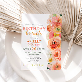 Invitación de Brunch de Cumpleaños Floral Acuarela
