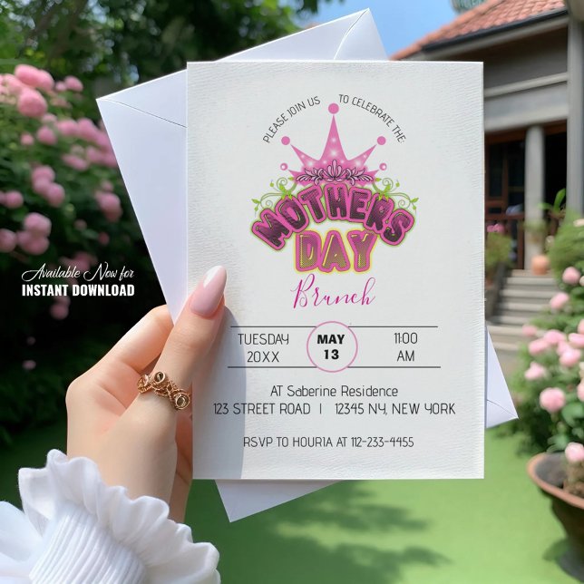 Invitación de brunch de Día de la Madre de reina r (Subido por el creador)