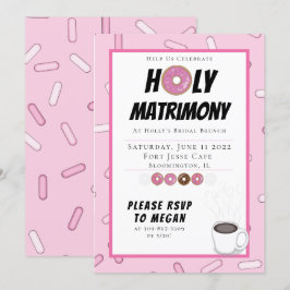 Invitación de brunch de donut rosado doble persona