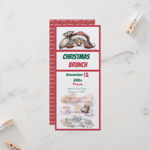 Invitación de Brunch de Navidad con Diseño Rojo y