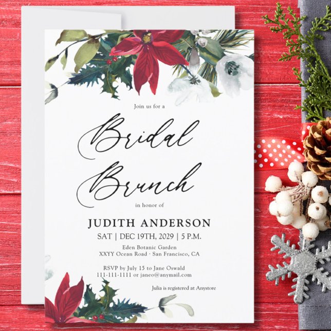 Invitación de brunch de novias a Winter Poinsettia (Subido por el creador)