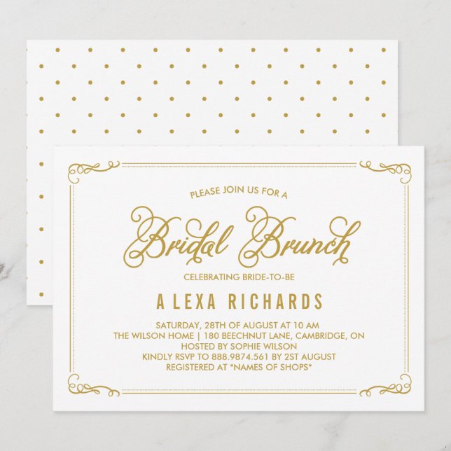 Invitación de brunch de novias con bordes singular (Anverso / Reverso)