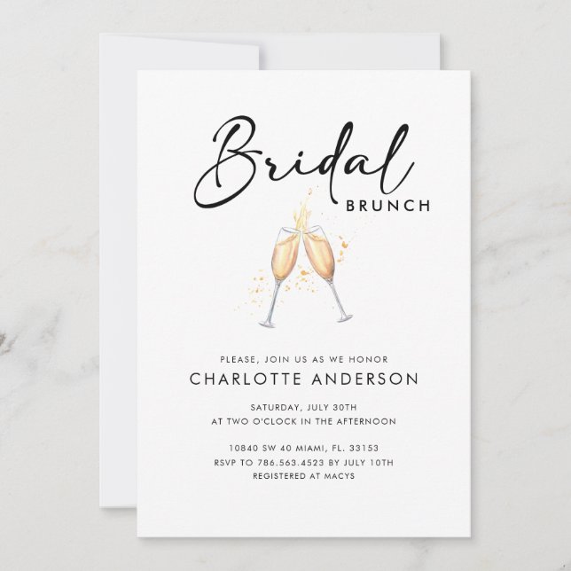 Invitación de brunch de novias con escritura moder (Anverso)