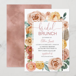 Invitación de brunch de novias con flores de otoño