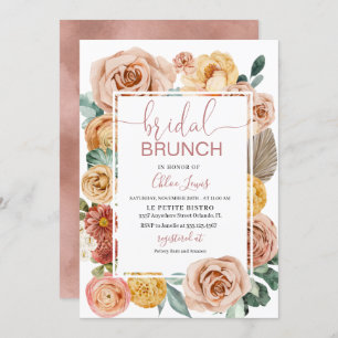 Invitación de brunch de novias con flores de otoño