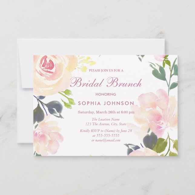Invitación de brunch de novias de primavera floral (Anverso)