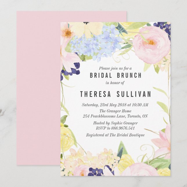 Invitación de brunch de novias en la primavera de  (Anverso / Reverso)