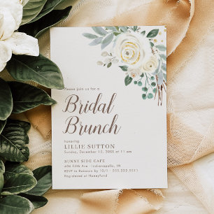 Invitación de brunch de novias floral de invierno