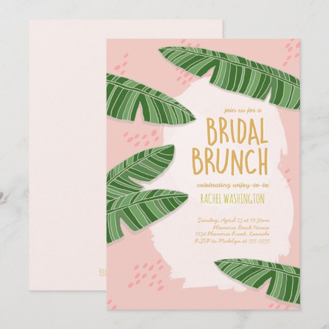 Invitación de brunch de novias rosadas en playas t (Anverso / Reverso)