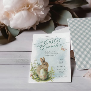 Invitación de Brunch de Pascua con acuarela de pri