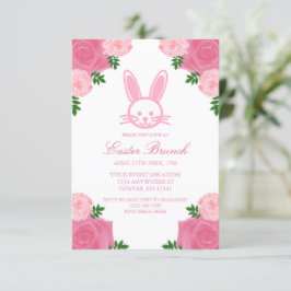 Invitación de brunch de pascua con conejo floral r