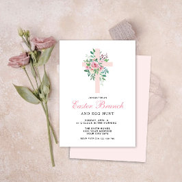 Invitación de Brunch de Pascua con Cruz Floral