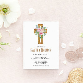 Invitación de Brunch de Pascua con Cruz Floral