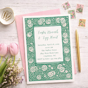 Invitación de Brunch de Pascua con Flor de Rosa Ro