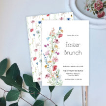 Invitación de Brunch de Pascua con Flores Silvestr