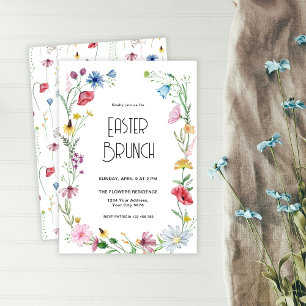 Invitación de Brunch de Pascua con Flores Silvestr