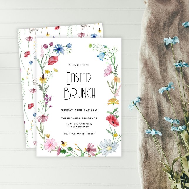Invitación de Brunch de Pascua con Flores Silvestr (Subido por el creador)