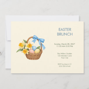 Invitación de Brunch de Pascua con Lazo Azul de Na