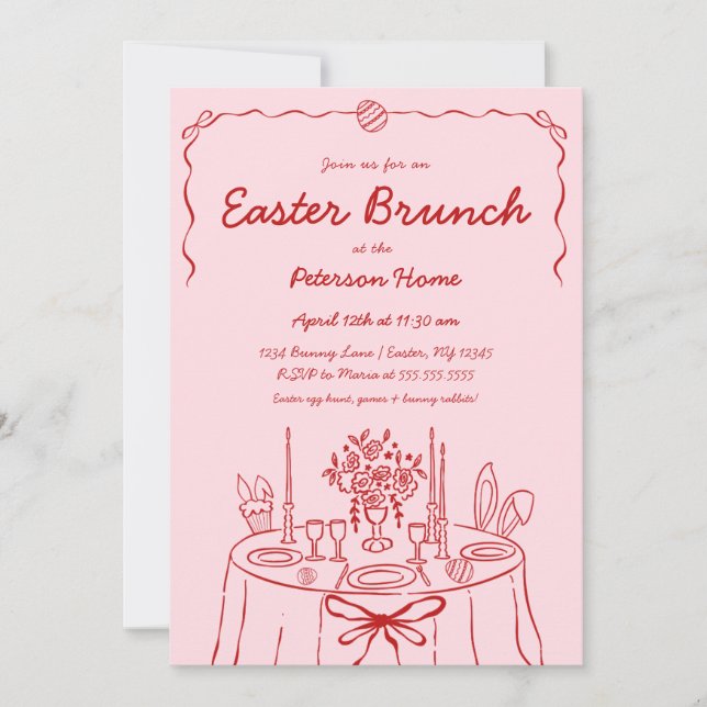 Invitación de brunch de pascua con mano (Anverso)