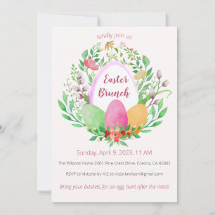 Invitación de Brunch de Pascua de Floral de Agua d